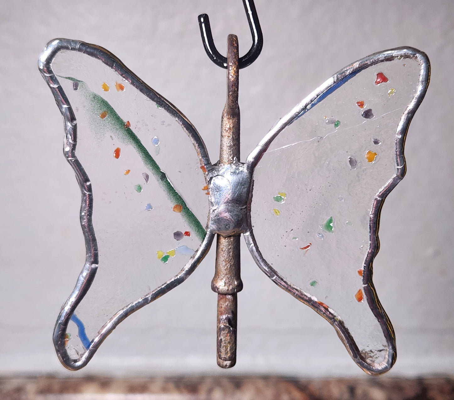 Rainbow Confetti Stained Glass Flying Key