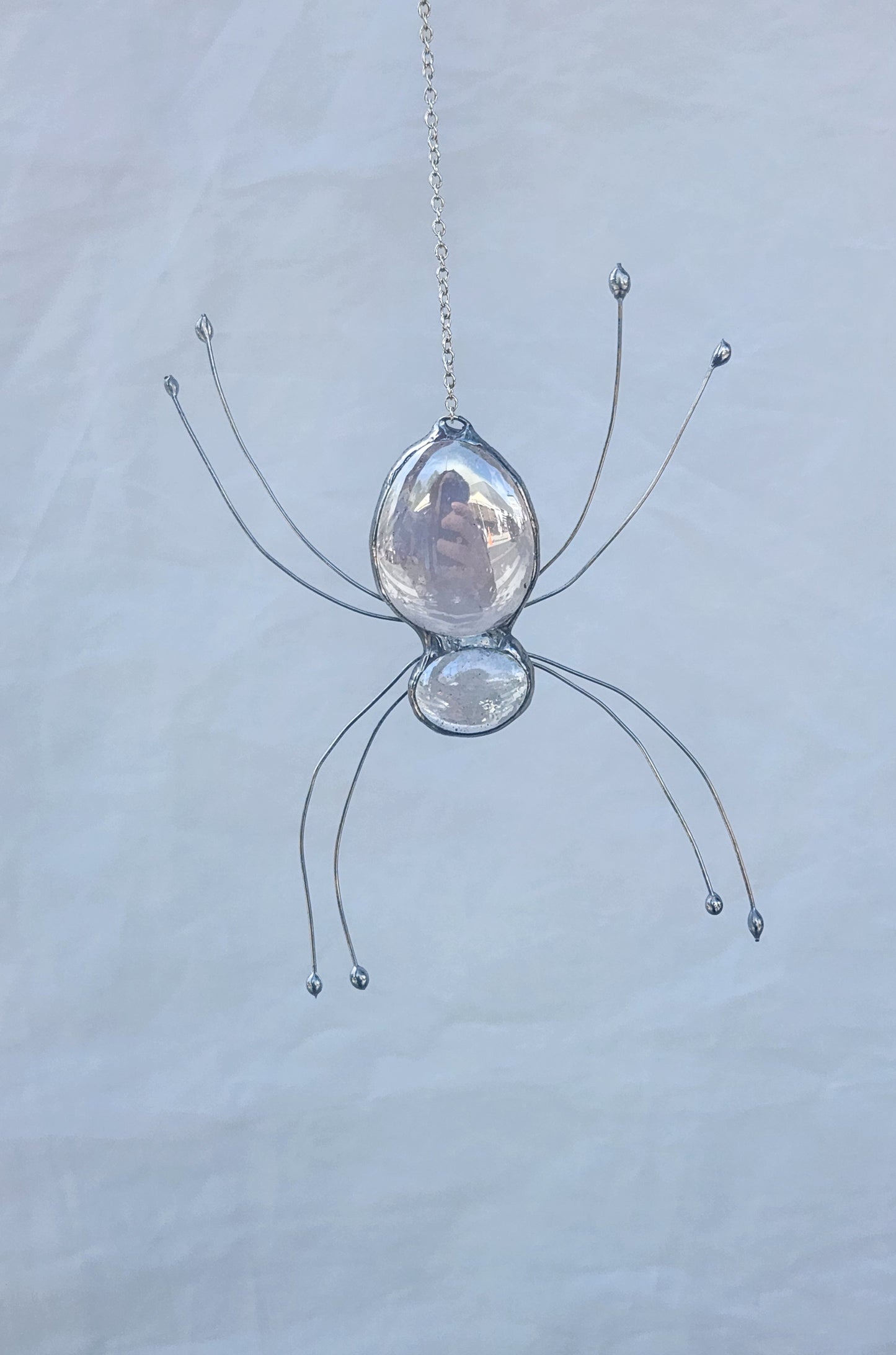 Hanging Light Pink Stained Glass Spider