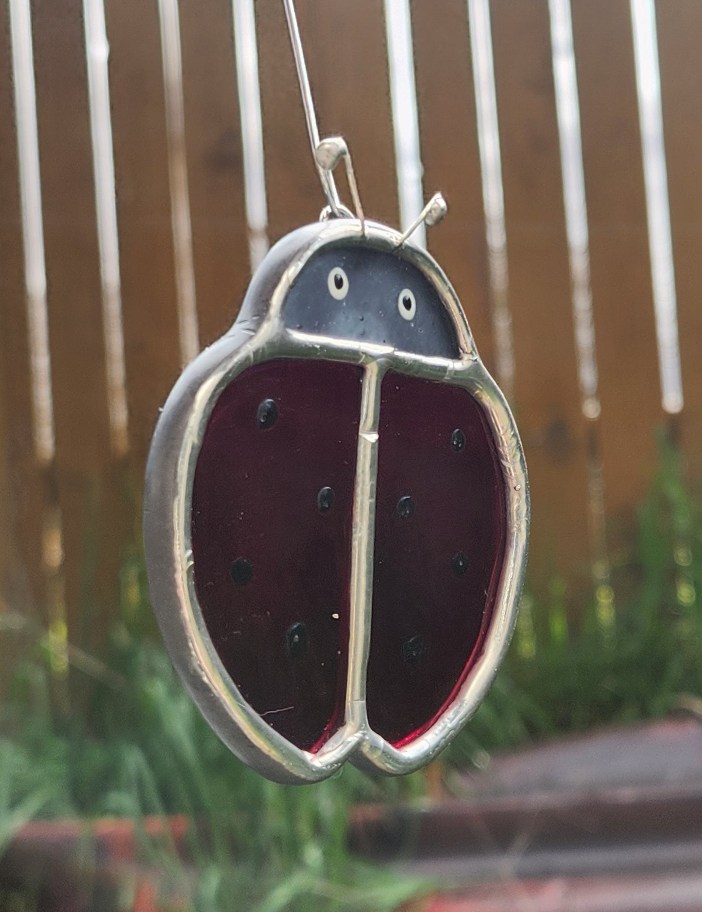 Small Hanging Red Waterglass Stained Glass Ladybug