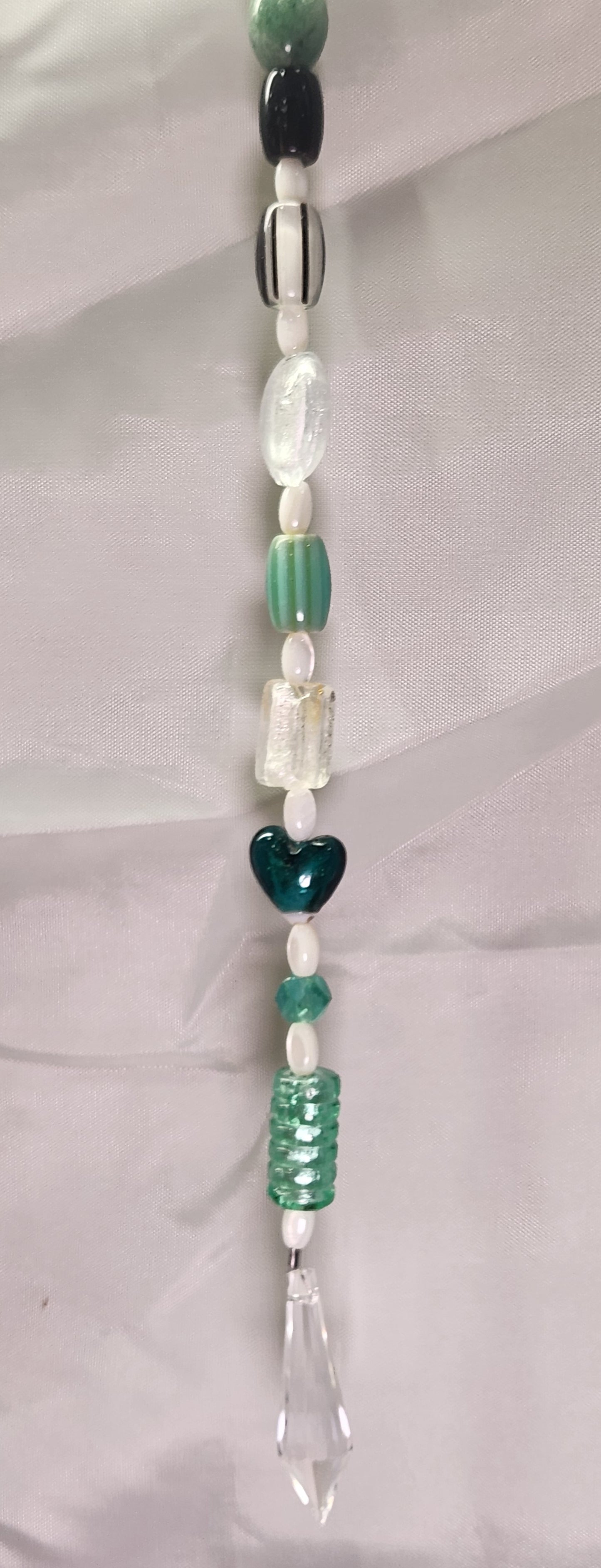 Black, White and Teal Barrel Suncatcher