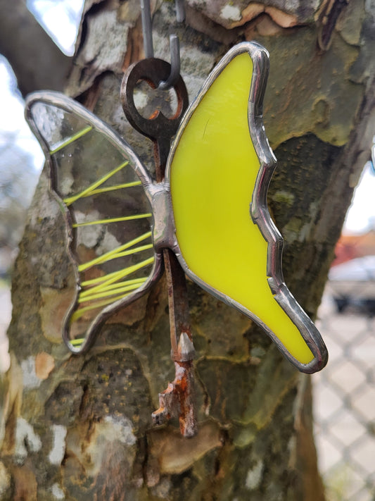 Neon Green Solid & Striker Stained Glass Flying Key