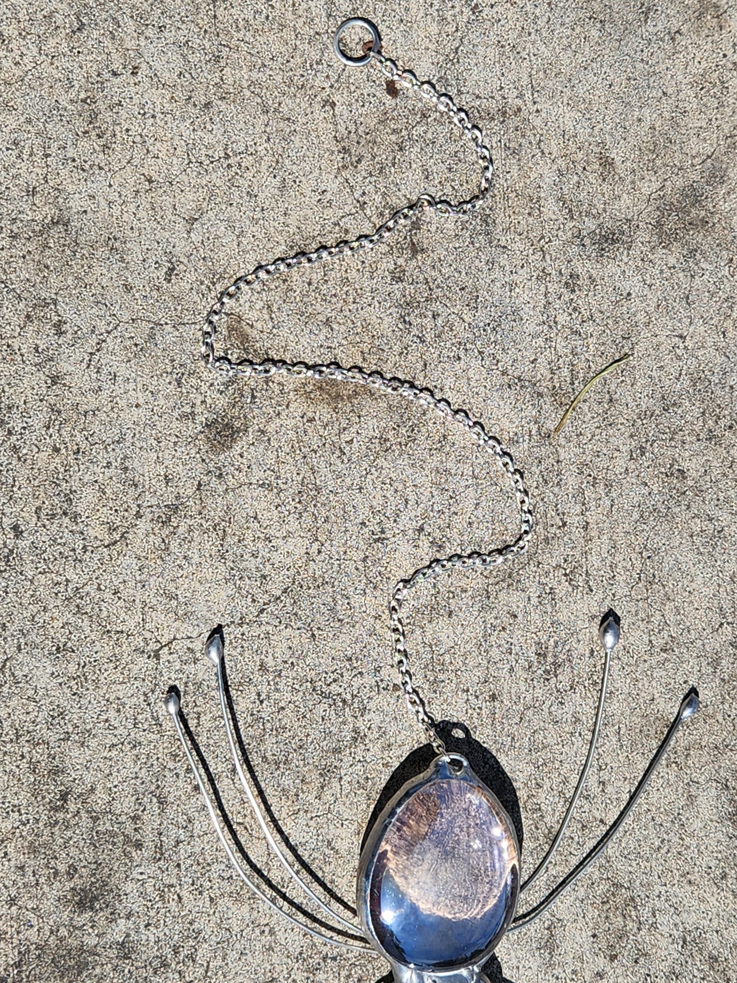 Hanging Light Pink Stained Glass Spider