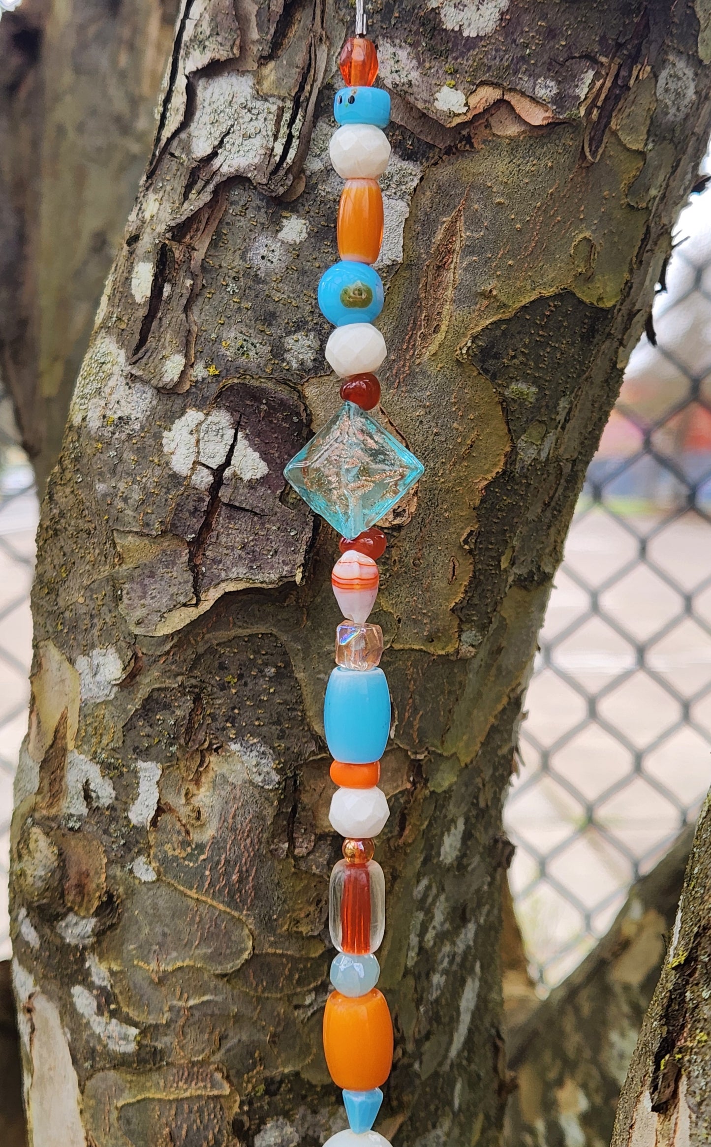 Light Blue, Orange & White Suncatcher