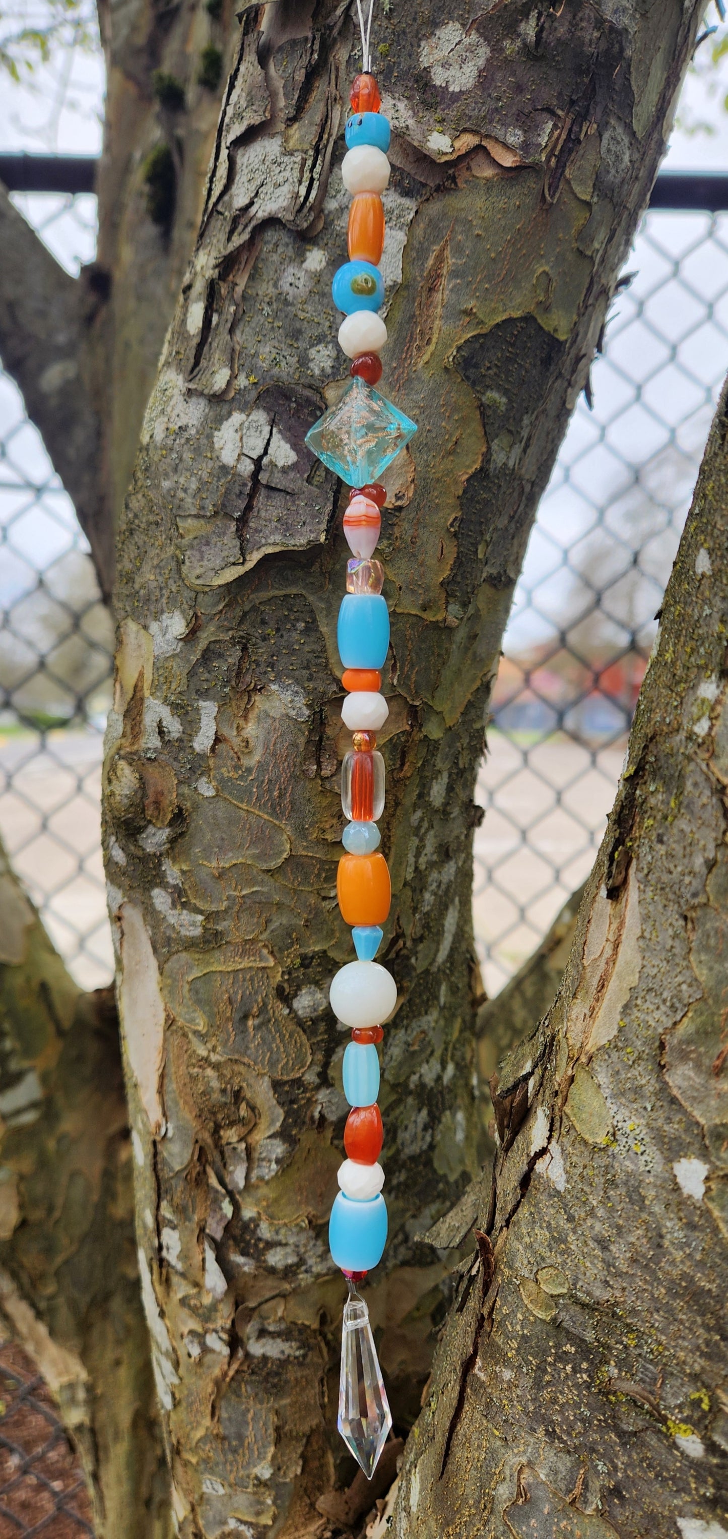 Light Blue, Orange & White Suncatcher