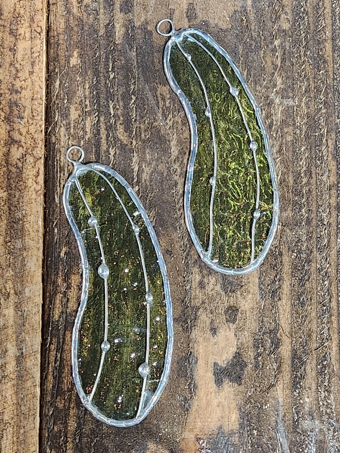 Christmas Pickle Light Green English Muffle Stained Glass Ornament