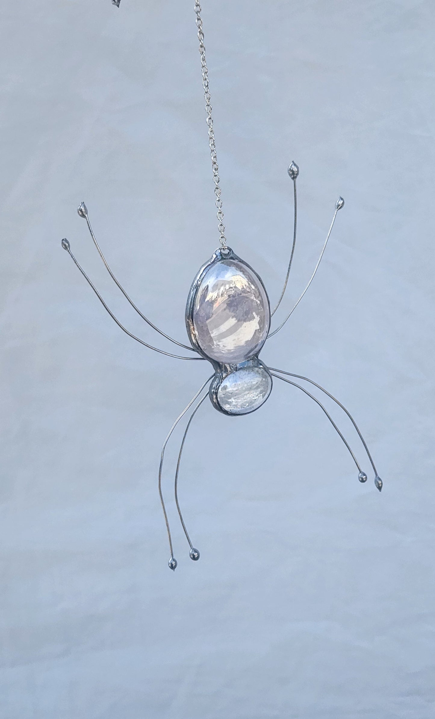 Hanging Light Pink Stained Glass Spider