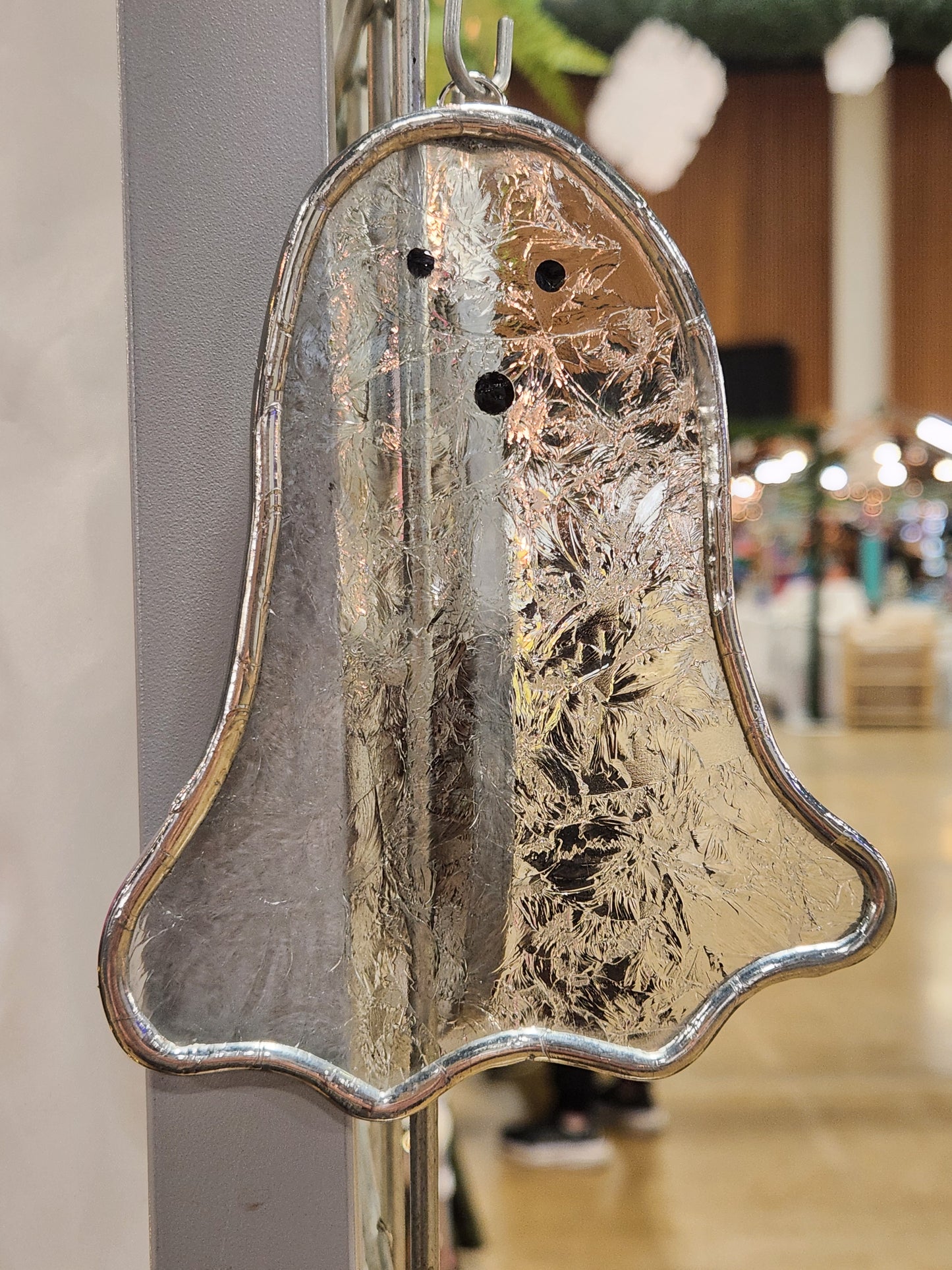 Clear Ice Flake Hanging Floating Stained Glass Ghost