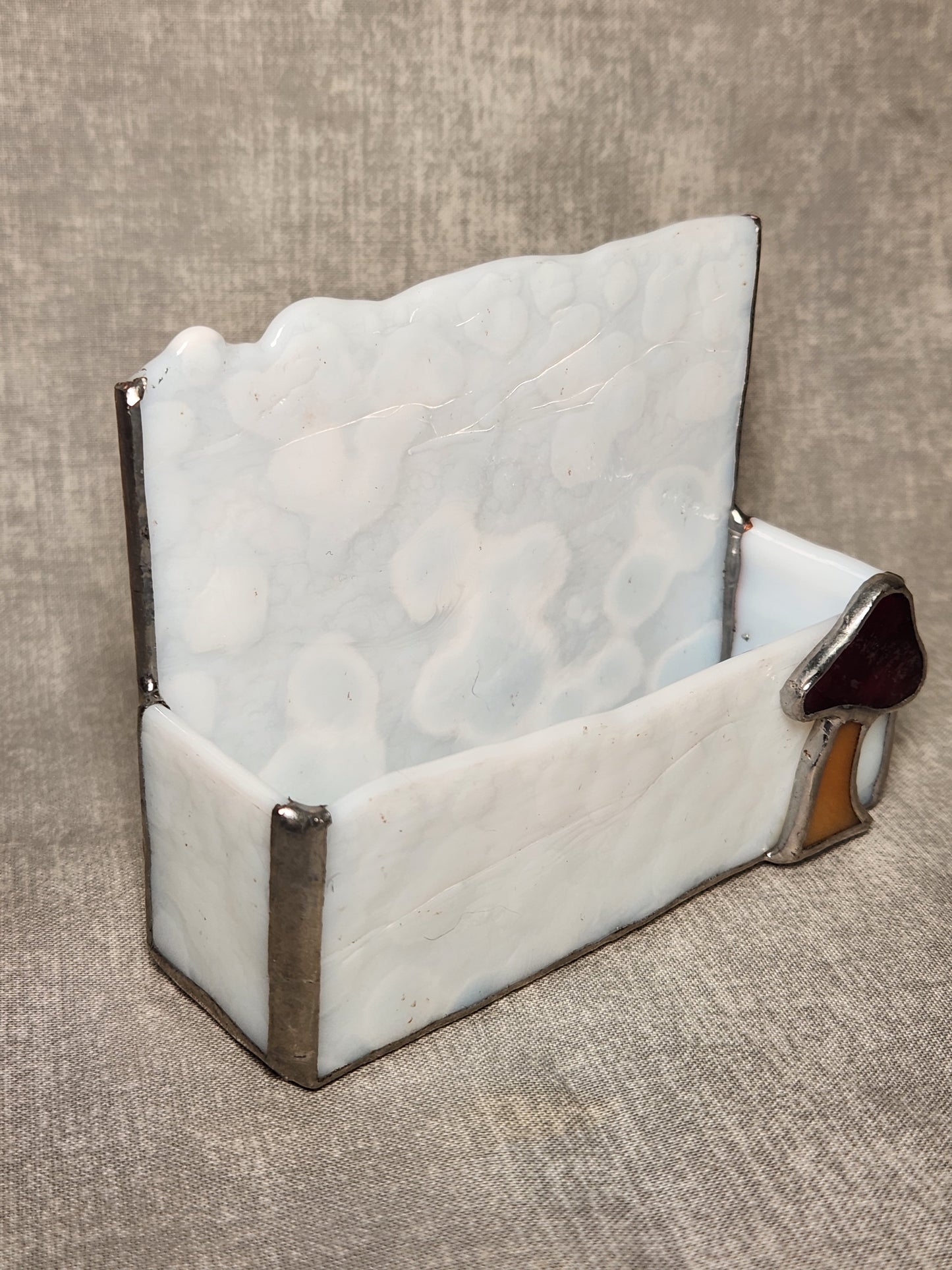 White Mottled Stained Glass Business Card Holder