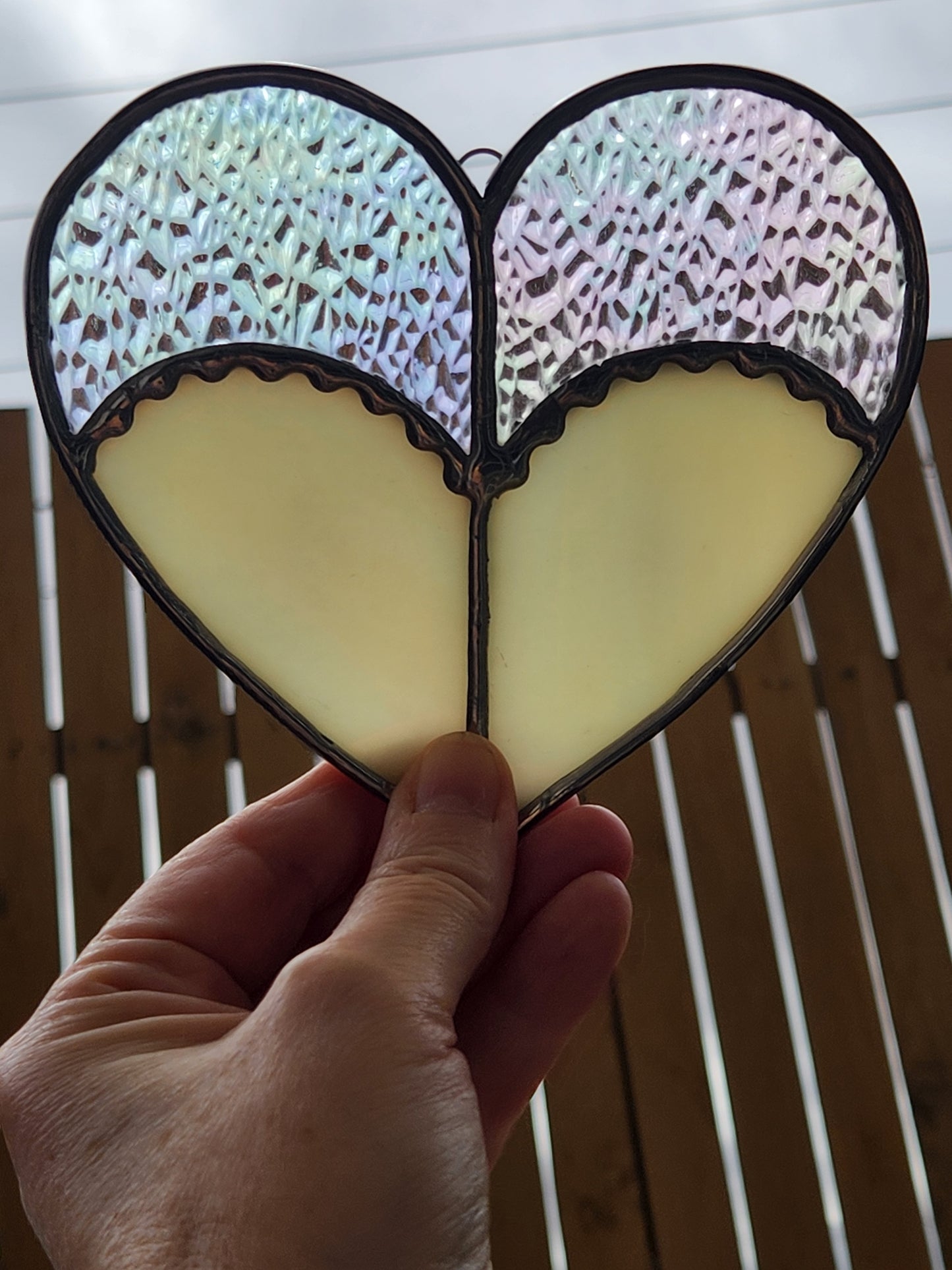 Rainbow Iridescent Stained Glass Heart Shaped Booty