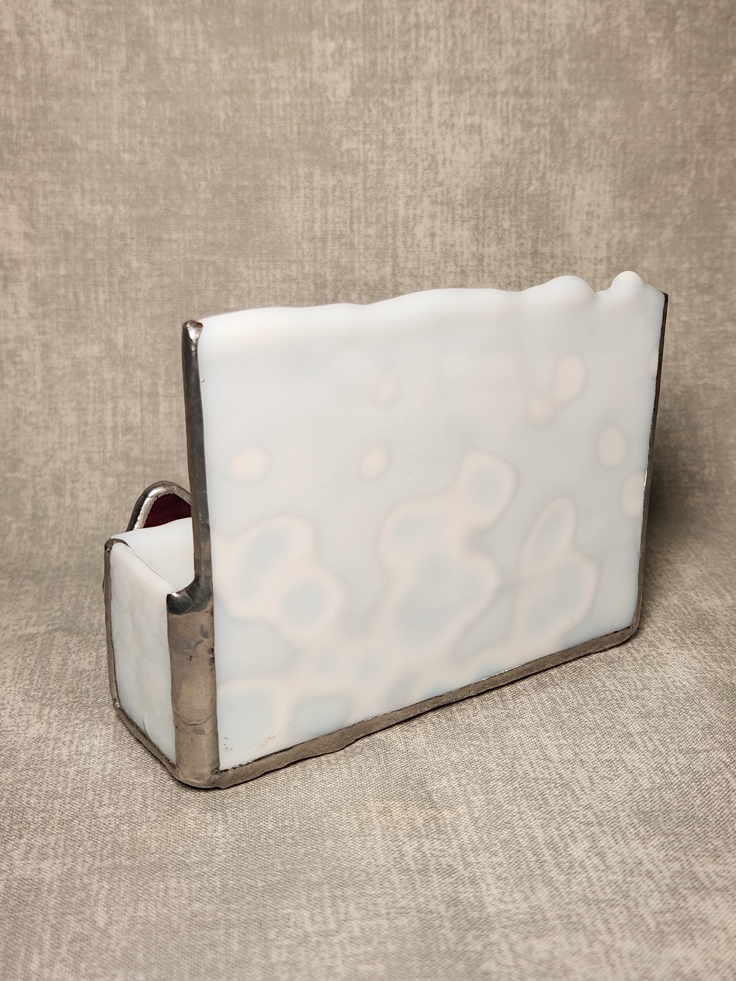 White Mottled Stained Glass Business Card Holder