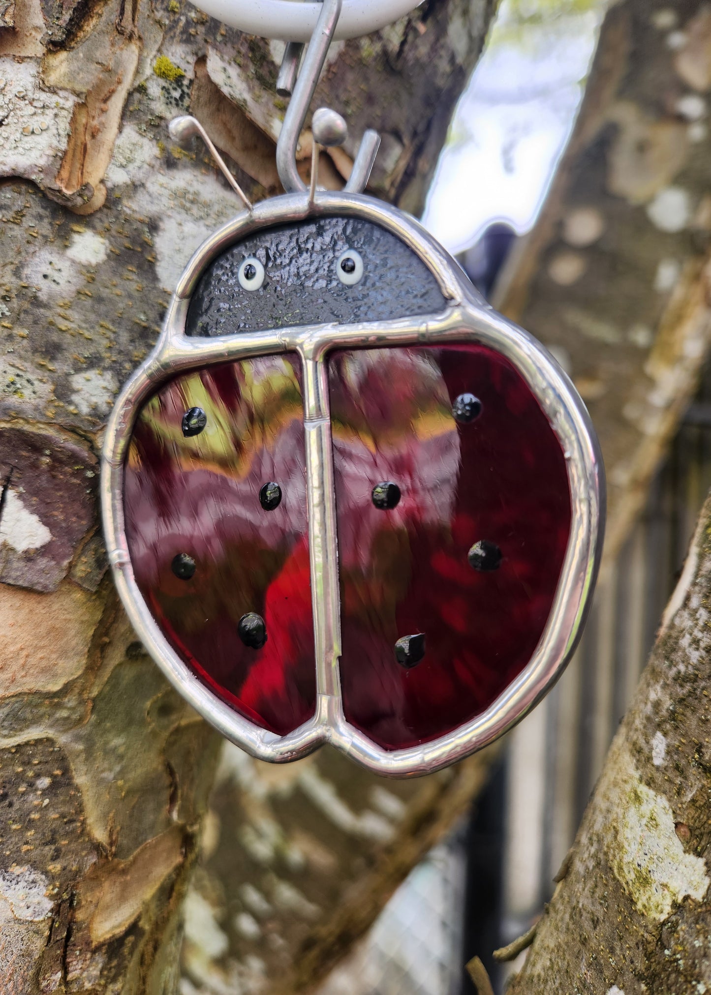 Small Hanging Red Waterglass Stained Glass Ladybug