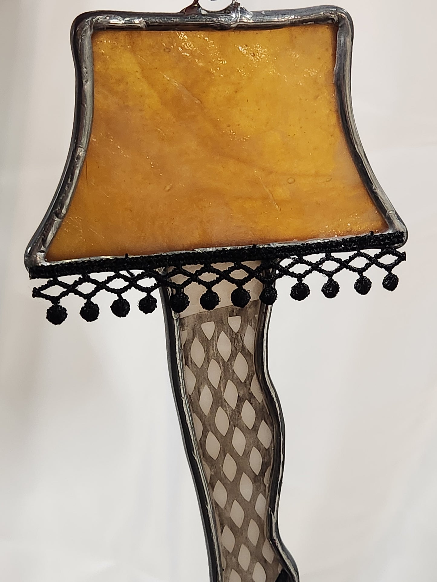 Caramel Cream Lamp Shade Stained Glass Leg Lamp Ornament