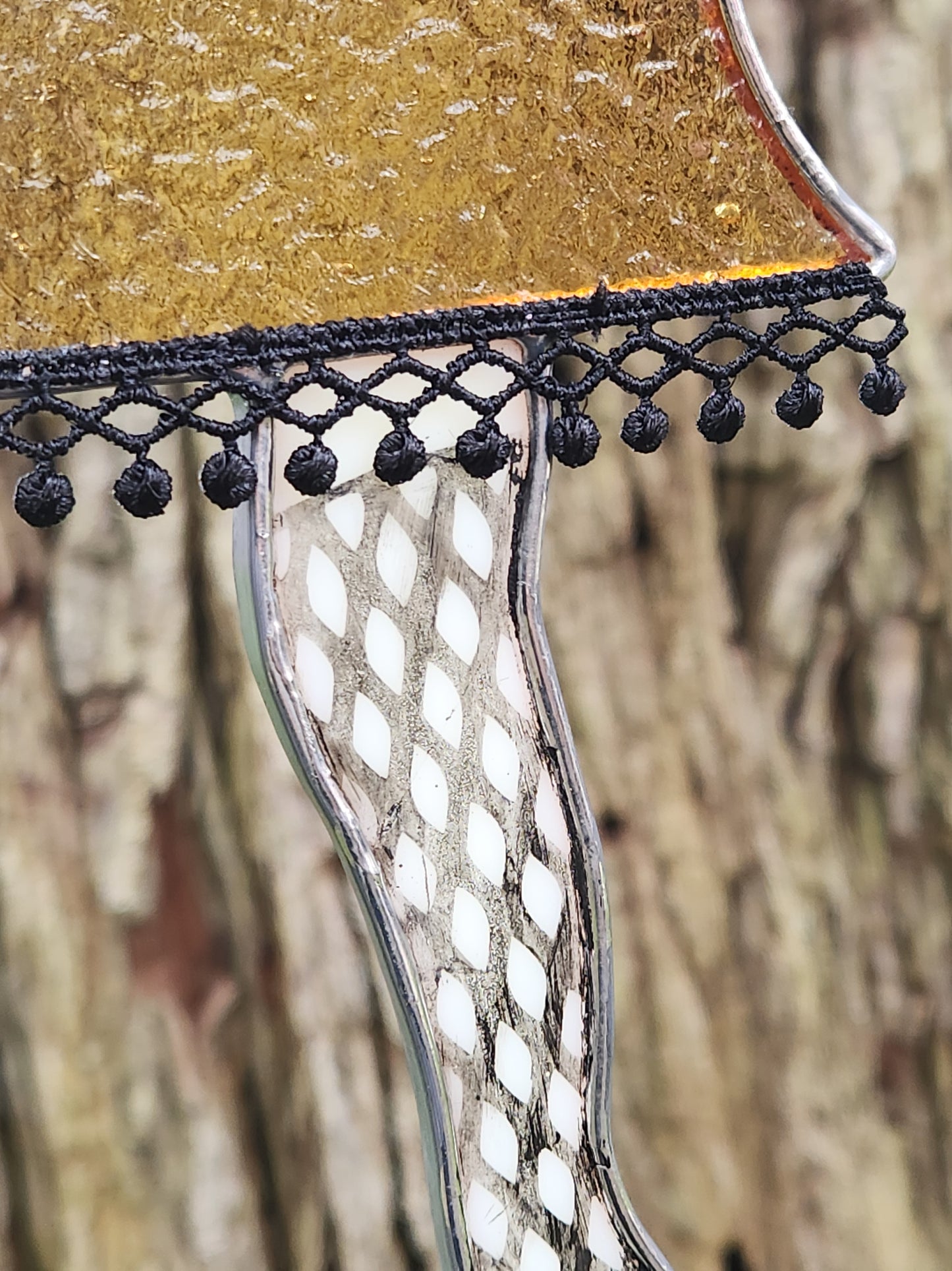 Vintage Amber Stained Glass Leg Lamp Ornament