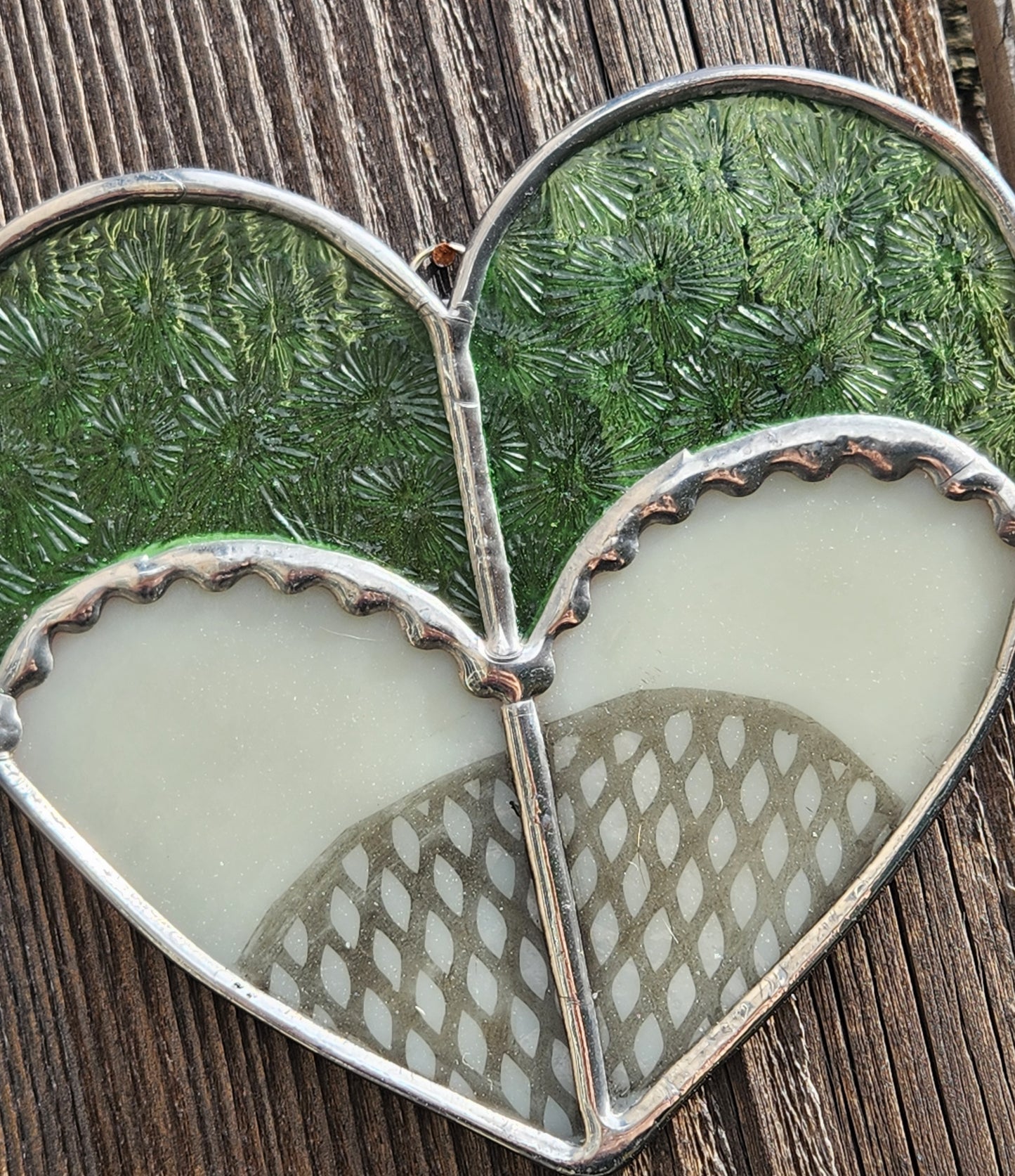 Green Florentine Stained Glass Heart Shaped Booty