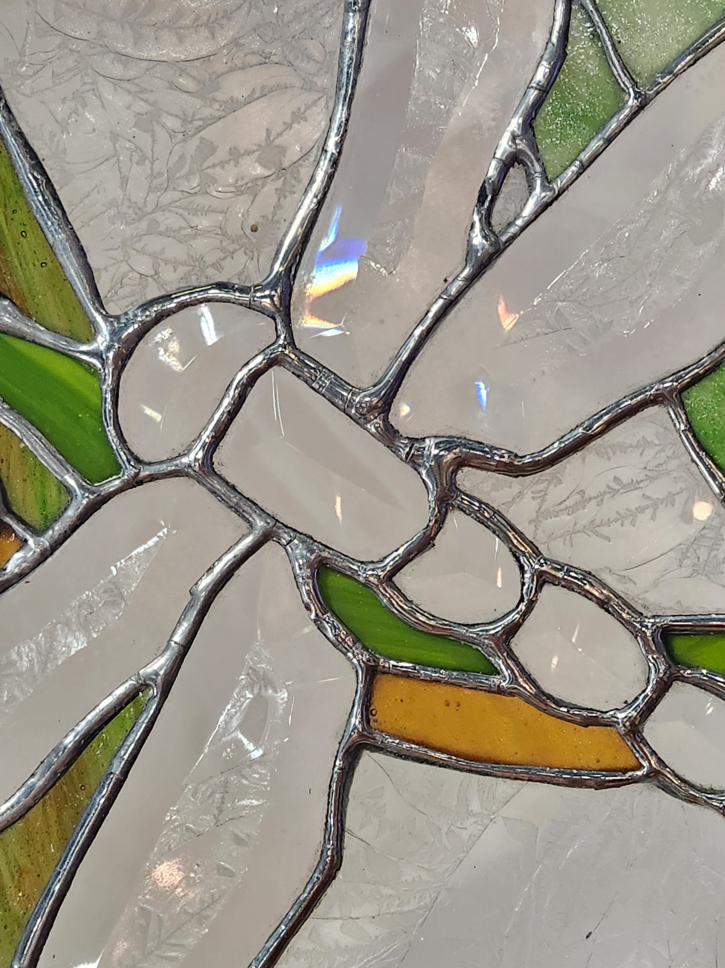 Dragonfly & Cattail Stained Glass Panel