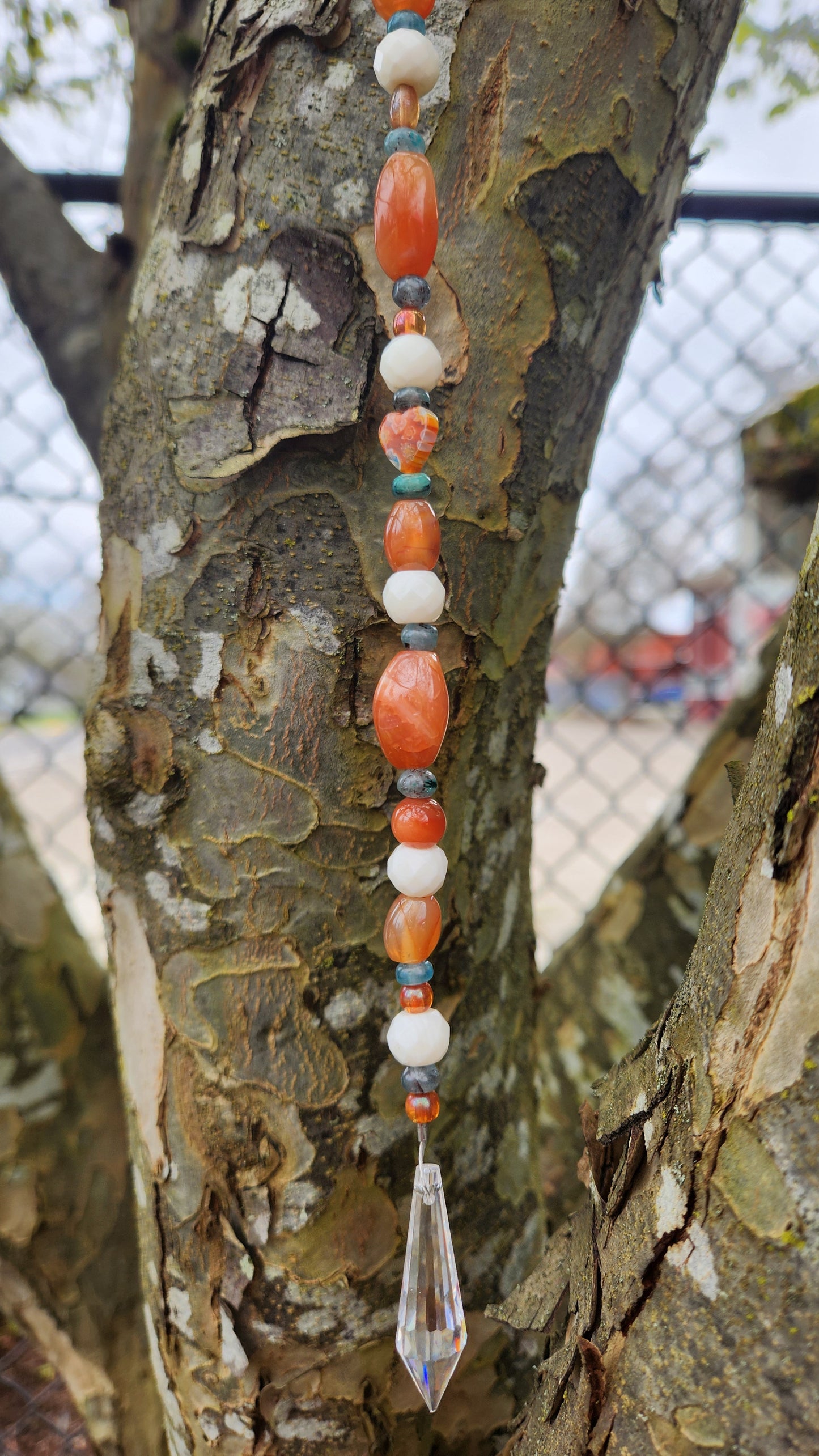 Orange, White & Aqua Suncatcher